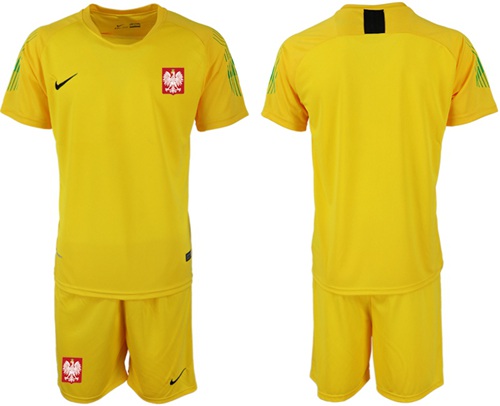 Poland Blank Yellow Goalkeeper Soccer Country Jersey